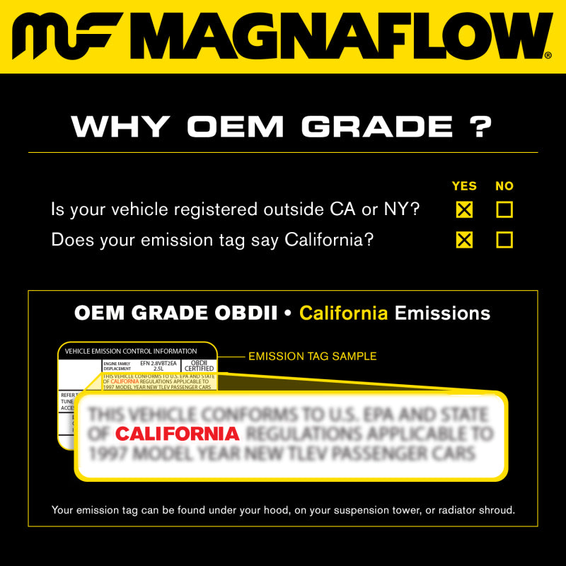MagnaFlow Conv Univ 2.25in Inlet/Outlet Center/Center Round 11in Body L x 5.125in W x 15in Overall L.
