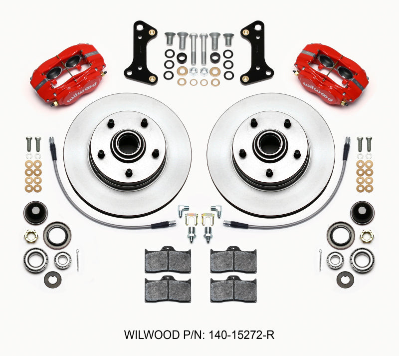 Wilwood Forged Dynalite-M Front Kit 11.00in 1 PC Rotor&Hub Red 67-69 Camaro 64-72 Nova Chevelle.
