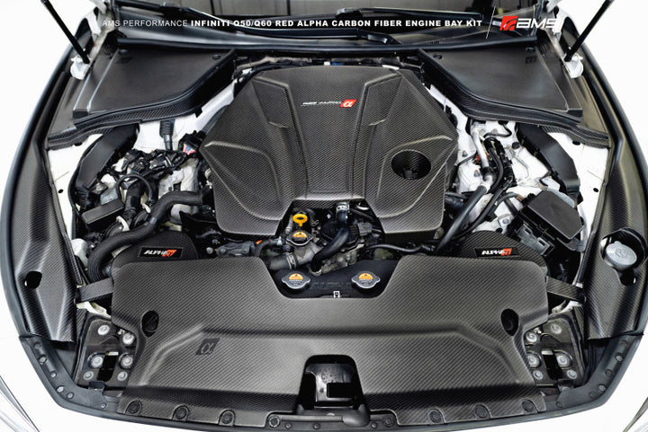 AMS Performance Infiniti 17+ Q60 / 16+ Q50 3.0TT Alpha Matte Carbon Engine Cover.
