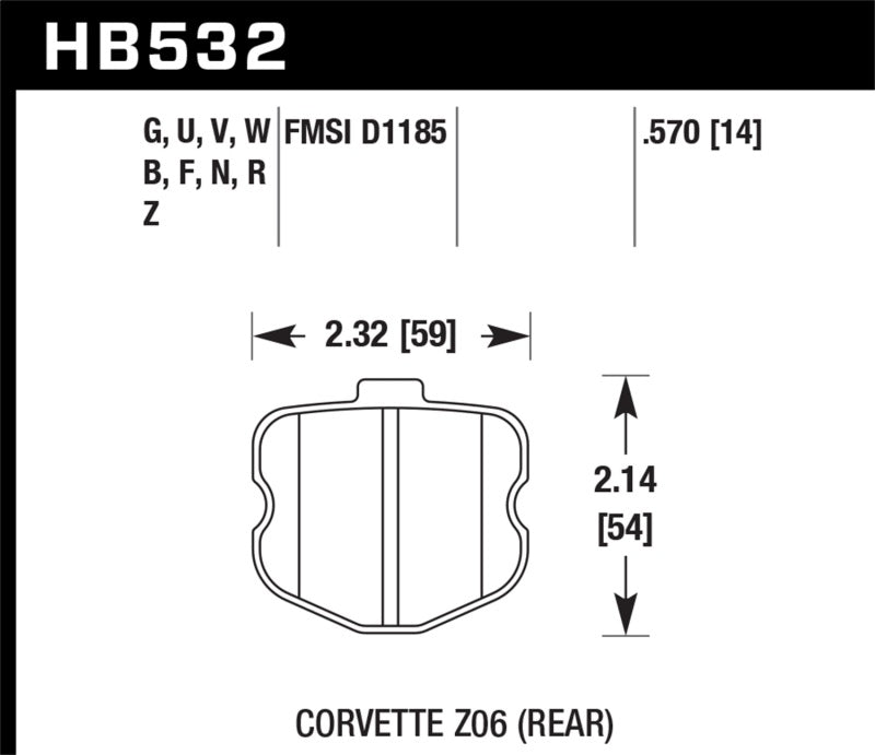 Hawk 06-10 Chevy Corvette (OEM Pad Design) Rear Performance Ceramic Sreet Brake Pads.