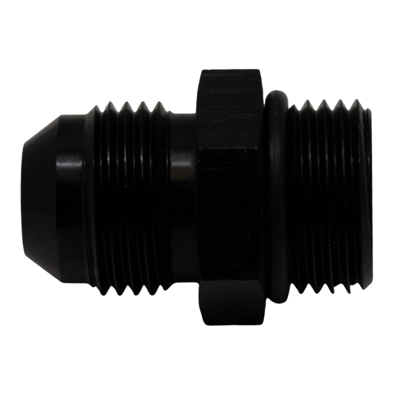 DeatschWerks 8AN ORB Male to 8AN Male Flare Adapter (Incl O-Ring) - Anodized Matte Black.