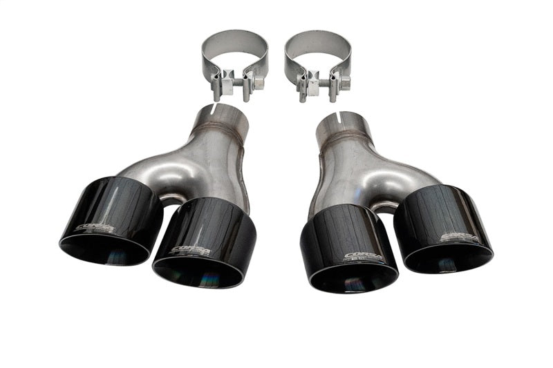 Corsa 11-21 Jeep Grand Cherokee Twin 2.5in Inlet / 4in Outlet Black PVD Pro-Series Tip Kit.
