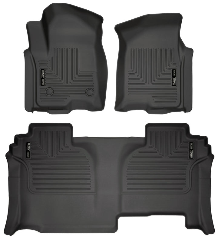 Husky Liners 19-23 GMC Sierra 1500 Double Cab Weatherbeater Black Front & 2nd Seat Floor Liners.