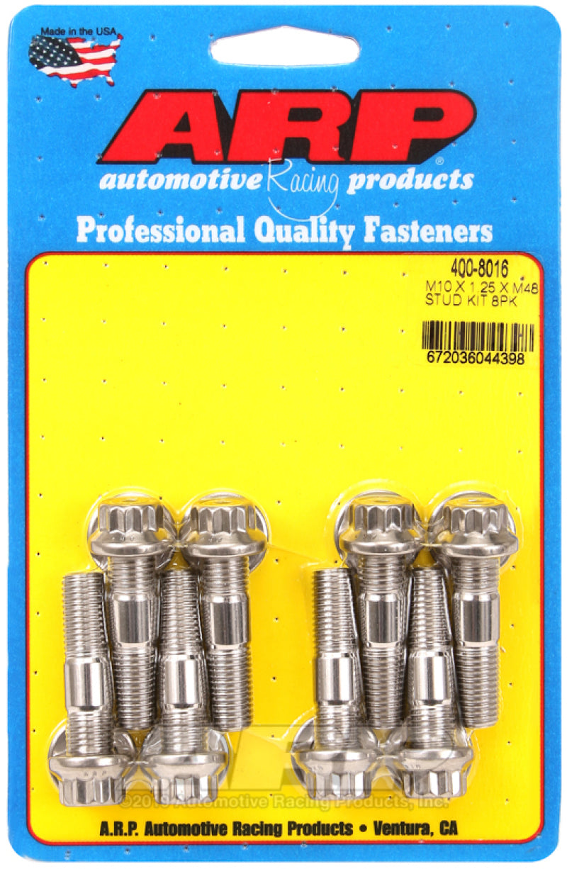 ARP Sport Compact M10 x 1.25 x 48mm Stainless Accessory Studs (8 pack).