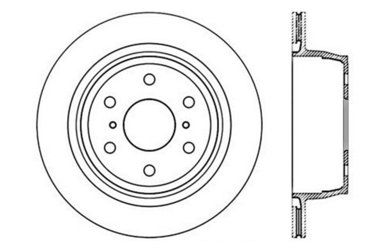 StopTech 07-10 GMC Sierra (w/ Rear Drum) / 07-09 GMC Yukon Rear Left Slotted & Drilled Rotor.