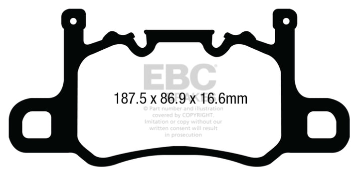 EBC 13-15 Porsche 911 (991) (Cast Iron Rotor only) 3.8 GT3 Yellowstuff Rear Brake Pads.