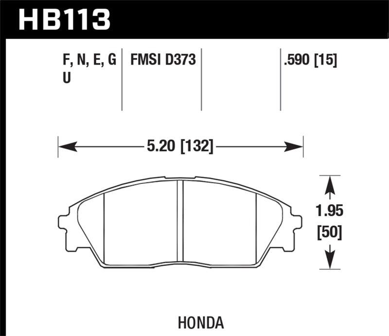 Hawk Honda/ Acura 88-91 Civic Wagon/90-91CRX Si/ 88-90 Prelude S HP+ Street Front Brake Pads.