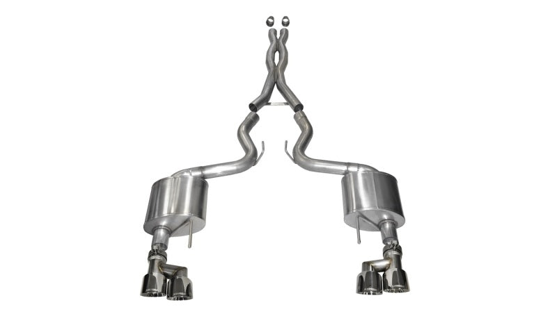 Corsa 15-16 Ford Mustang GT 5.0 3in Cat Back Exhaust Polish Quad Tips (Xtreme).