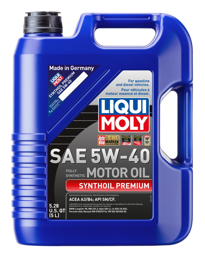 LIQUI MOLY 5L Synthoil Premium Motor Oil SAE 5W40.