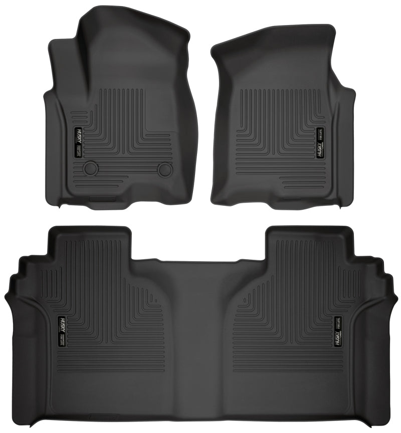 Husky Liners 19-23 Chevrolet Silverado 1500 Crew Cab WeatherBeater Blk Front & 2nd Seat Floor Liners