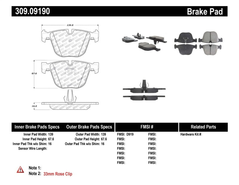 StopTech Performance 06-09 BMW M5 E60 / 07-09 M6 E63/E63 Rear Brake Pads.