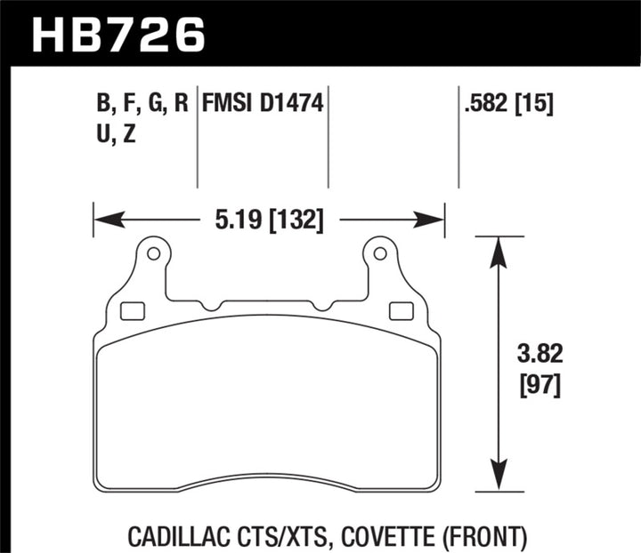 Hawk 2014 Chevrolet Corvette HPS 5.0 Front Brake Pads.