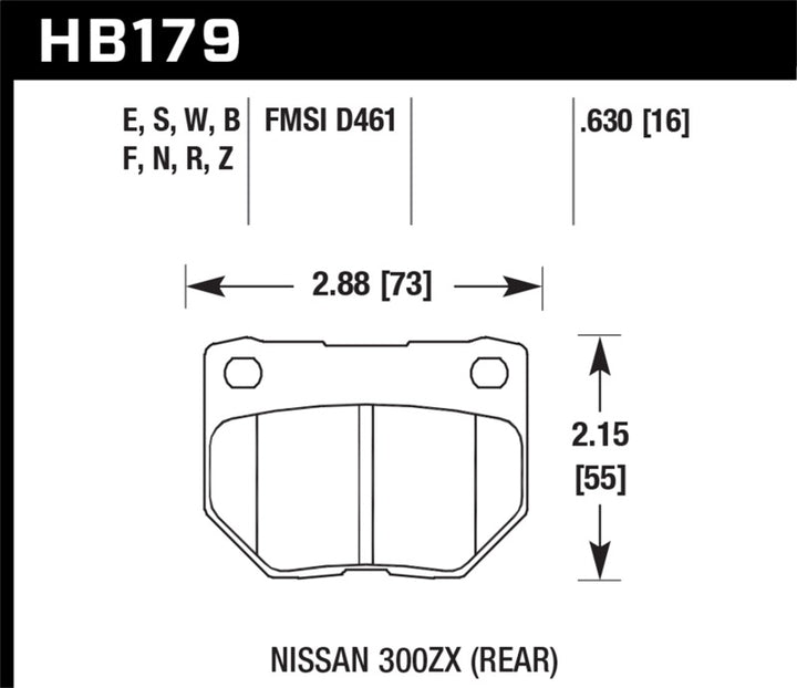 Hawk 2/1989-1996 Nissan 300ZX Base (Excl. Turbo) HPS 5.0 Rear Brake Pads.