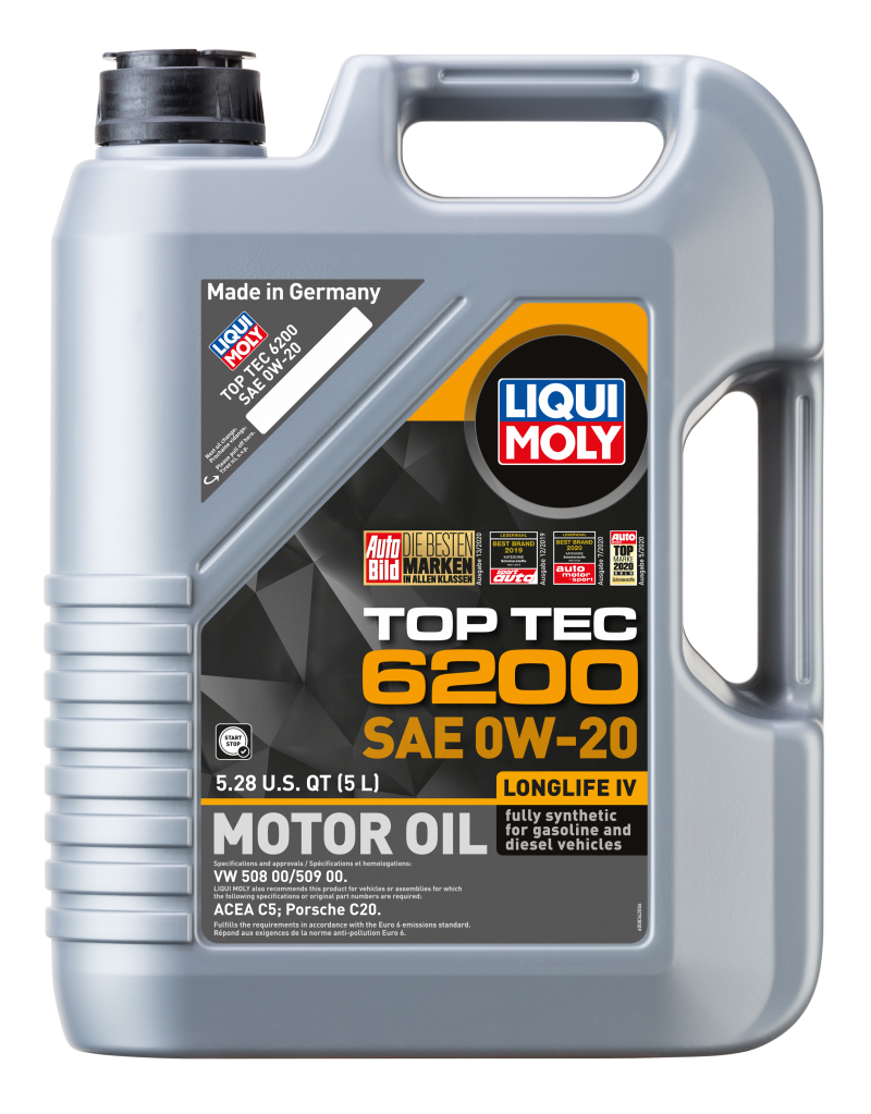LIQUI MOLY 5L Top Tec 6200 Motor Oil SAE 0W20.