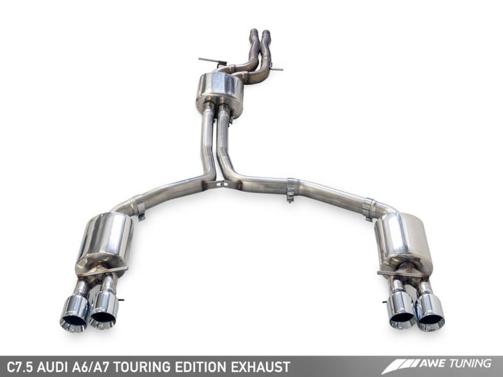 AWE Tuning Audi C7.5 A7 3.0T Touring Edition Exhaust - Quad Outlet Diamond Black Tips.