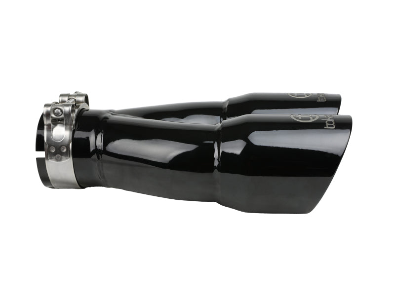 aFe Takeda 2.5in 304 Stainless Steel Clamp-on Exhaust Tip 2.5in Inlet 3in Dual Outlet - Black.