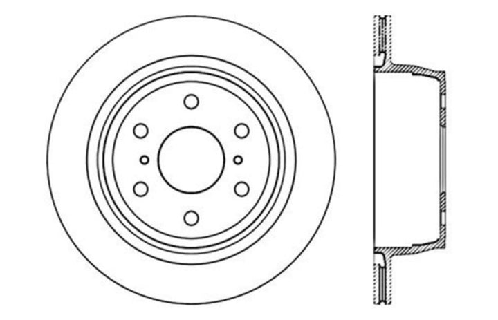 StopTech 07-10 GMC Sierra (w/ Rear Drum) / 07-09 GMC Yukon Rear Left Slotted & Drilled Rotor.