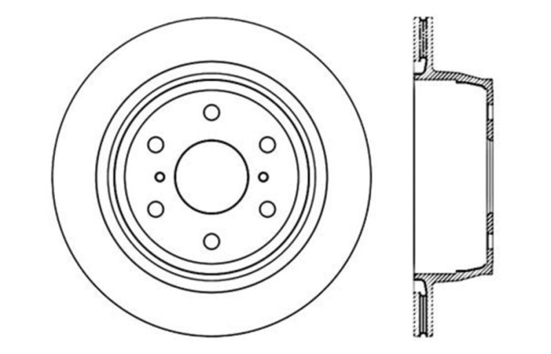 StopTech 05-10 GMC Sierra (w/ Rear Drum) / 07-09 GMC Yukon Rear Right Slotted & Drilled Rotor.