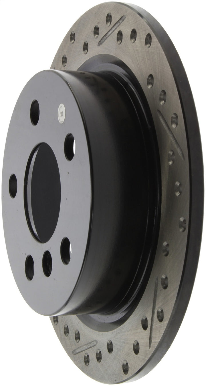 StopTech 14-15 Mini Cooper Base Slotted & Drilled Rear Right Rotor.