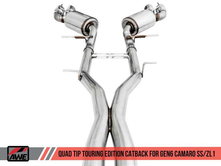 AWE Tuning 16-19 Chevy Camaro SS Non-Res Cat-Back Exhaust -Touring Edition (Quad Chrome Silver Tips).