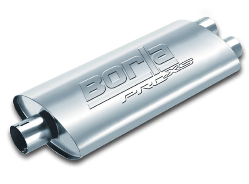 Borla Universal Center/Dual Oval 2.5in In/Dual 2.5in Out 19in x 4in x 9.5in Notched PRO-XS Muffler.