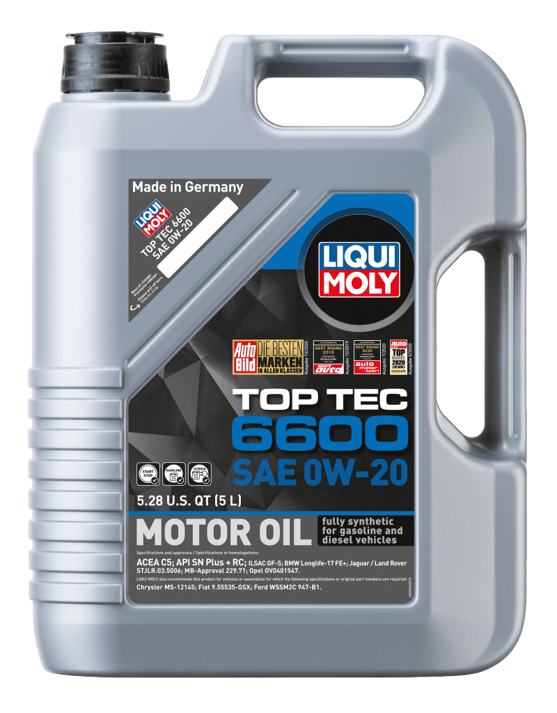 LIQUI MOLY 5L Top Tec 6600 Motor Oil SAE 0W20.