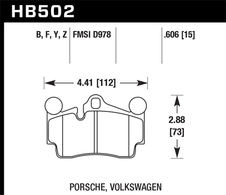 Hawk Porsche / Volkswagen Performance Ceramic Street Rear Brake Pads.