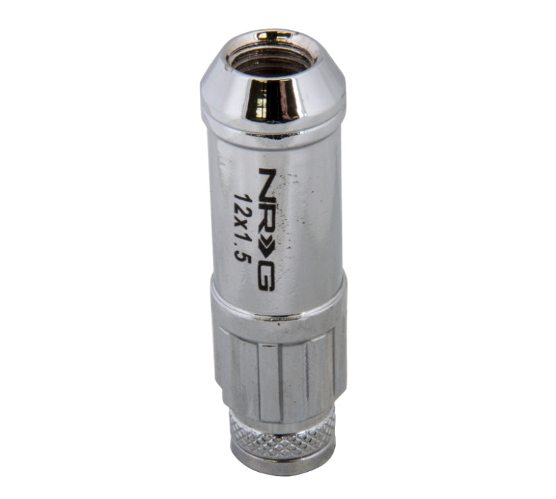 NRG 700 Series M12 X 1.5 Steel Lug Nut w/Dust Cap Cover Set 21 Pc w/Locks & Lock Socket - Silver.