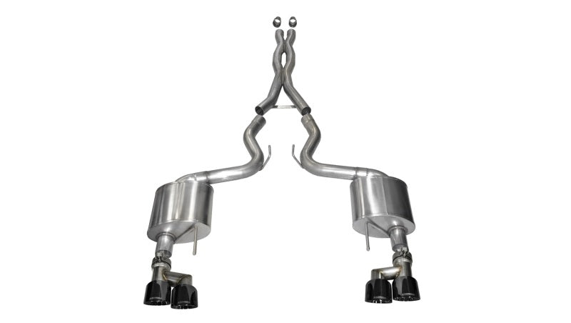 Corsa 15-16 Ford Mustang GT 5.0 3in Cat Back Exhaust Black Quad Tips (Xtreme).