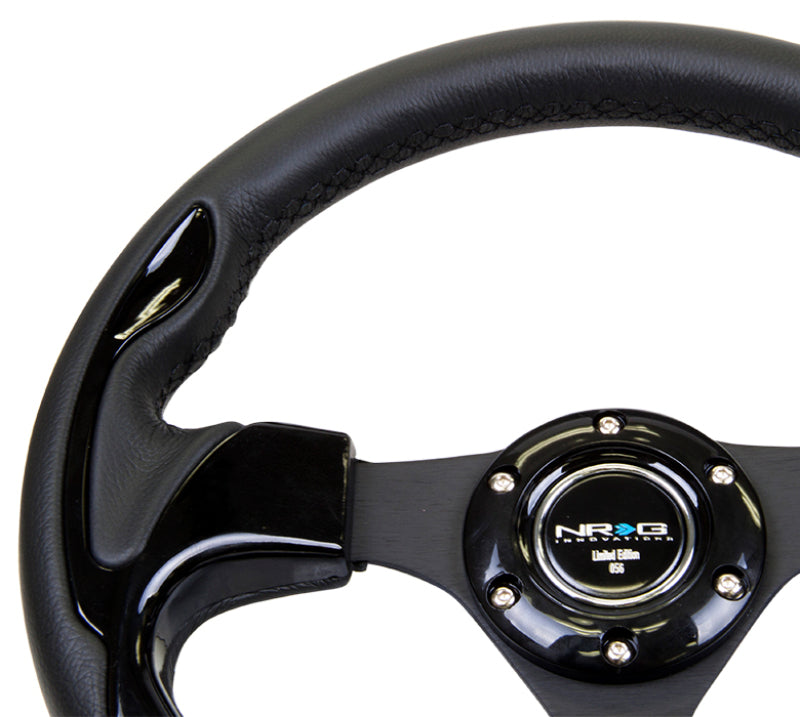 NRG Reinforced Steering Wheel (320mm) Blk w/Gloss Black Trim.