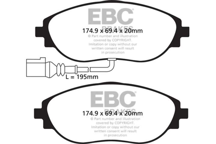 EBC 14-20 Audi S3 2.0 Turbo Yellowstuff Front Brake Pads.