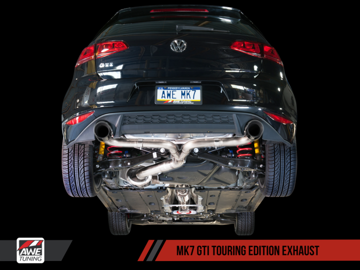AWE Tuning VW MK7 GTI Touring Edition Exhaust - Diamond Black Tips.