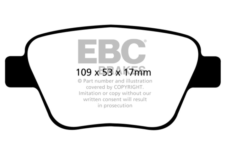 EBC 10-13 Audi A3 2.0 Turbo (Bosch rear caliper) Redstuff Rear Brake Pads.