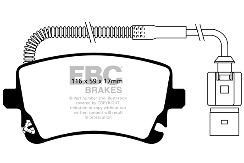 EBC 09-11 Audi A6 Quattro 3.0 Supercharged Yellowstuff Rear Brake Pads.