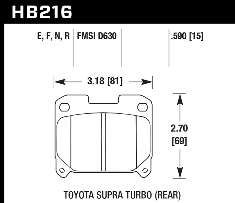 Hawk 93-98 Toyota Supra TT HPS 5.0 Street Rear Brake Pads.