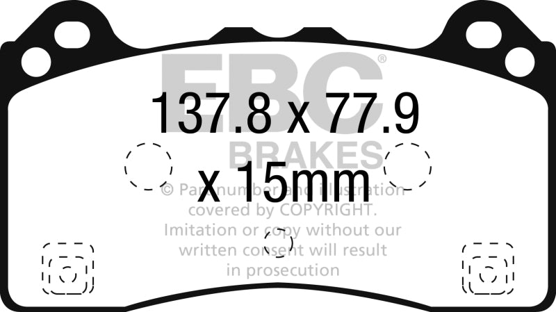 EBC 16-18 Ford Focus RS Redstuff Ceramic Low Dust Front Brake Pads.