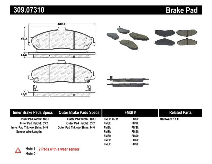 StopTech Performance 04-08 Cadillac XLR/XLR-V / 97-10 Corvette / 05-06 Pontiac GTO Front Brake Pads.