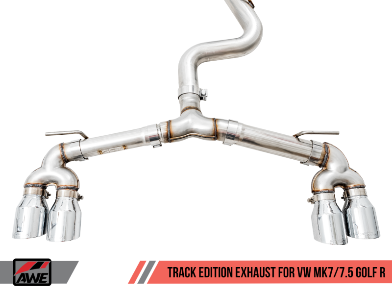 AWE Tuning Mk7 Golf R Track Edition Exhaust w/Chrome Silver Tips 102mm.