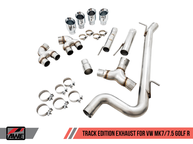 AWE Tuning MK7.5 Golf R Track Edition Exhaust w/Chrome Silver Tips 102mm.