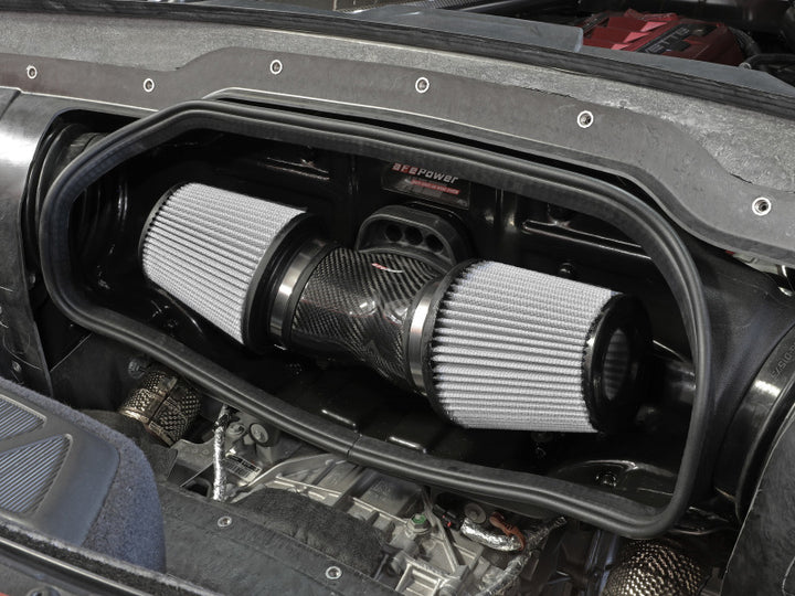 aFe 2020 Corvette C8 Track Series Carbon Fiber Cold Air Intake System With Pro DRY S Filters.