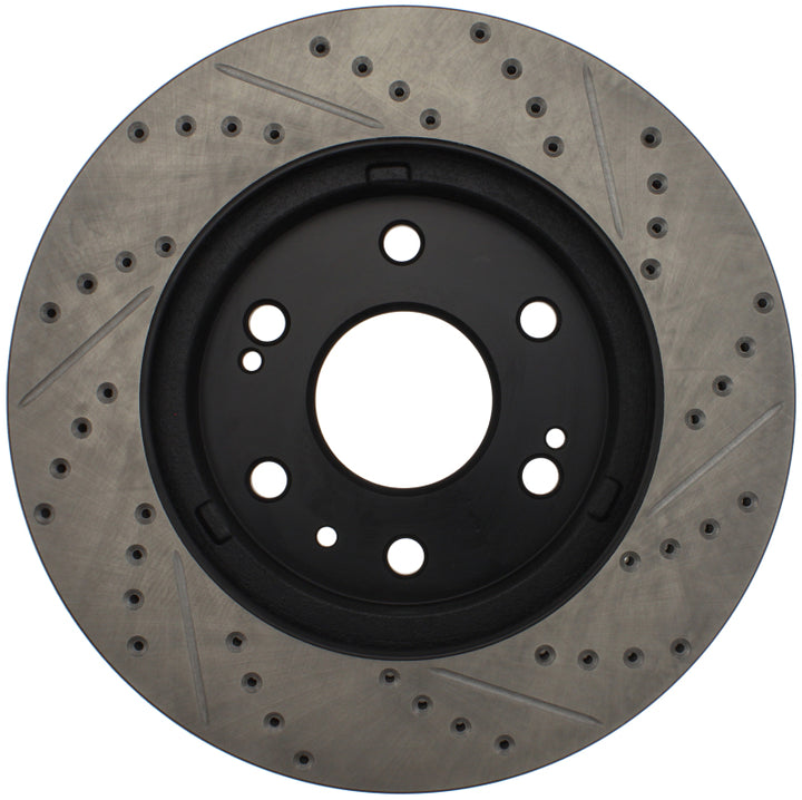 StopTech 05-10 GMC Sierra 1500 (w Rear Drum) / 07-09 GMC Yukon Front Right Slotted & Drilled Rotor.