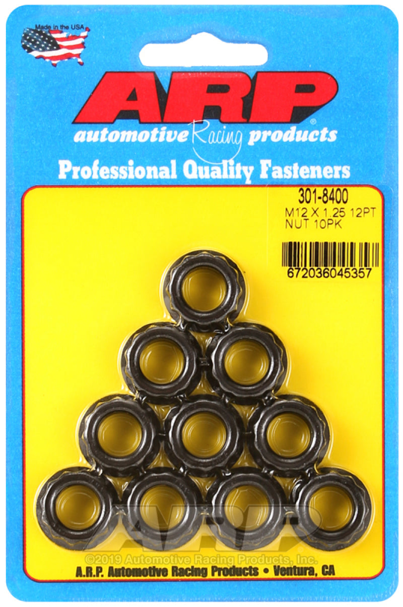 ARP 12mm x 1.25 16mm Socket 12pt Nut Kit (10 pack).