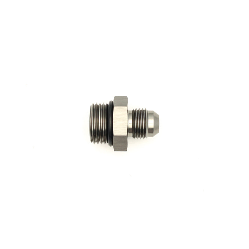 DeatschWerks 8AN ORB Male to 6AN Male Flare Adapter (Incl O-Ring) - Anodized Matte Black.