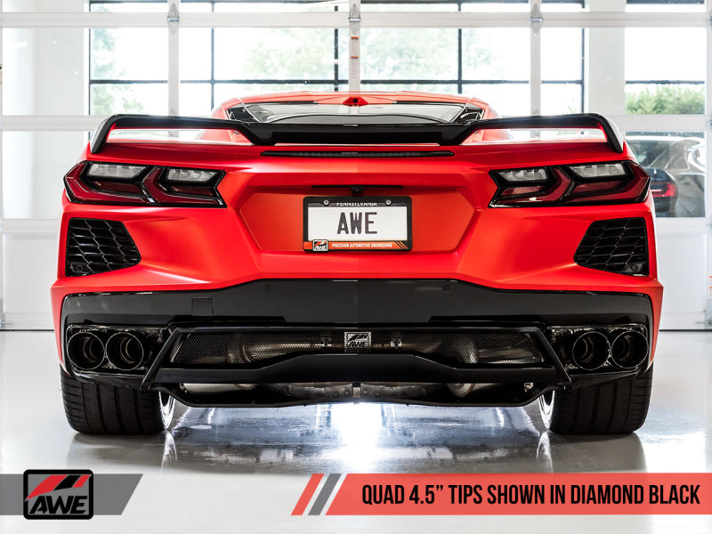 AWE Tuning 2020 Chevrolet Corvette (C8) Touring Edition Exhaust - Quad Diamond Black Tips.