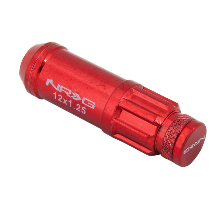 NRG 700 Series M12 X 1.25 Steel Lug Nut w/Dust Cap Cover Set 21 Pc w/Locks & Lock Socket - Red.