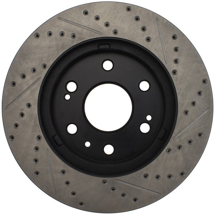 StopTech 05-10 GMC Sierra 1500 (w Rear Drum) / 07-09 GMC Yukon Front Right Slotted & Drilled Rotor.