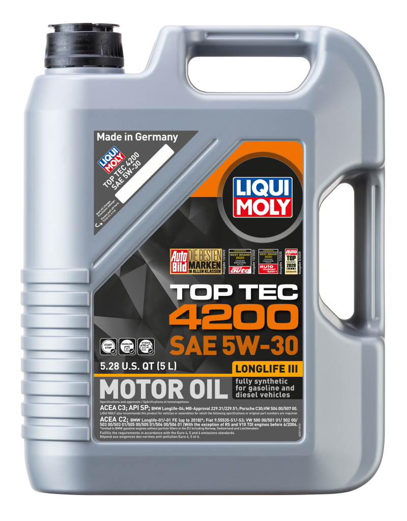 LIQUI MOLY 5L Top Tec 4200 New Generation Motor Oil SAE 5W30.