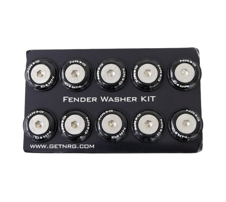 NRG Fender Washer Kit w/Rivets For Plastic (Black) - Set of 10.