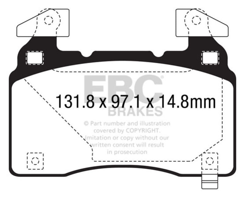 EBC 14+ Cadillac CTS Vsport 3.6 Twin Turbo Redstuff Front Brake Pads.