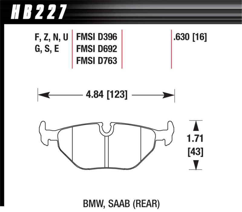 Hawk 92-95 BMW 325iS DTC-60 Race Rear Brake Pads.